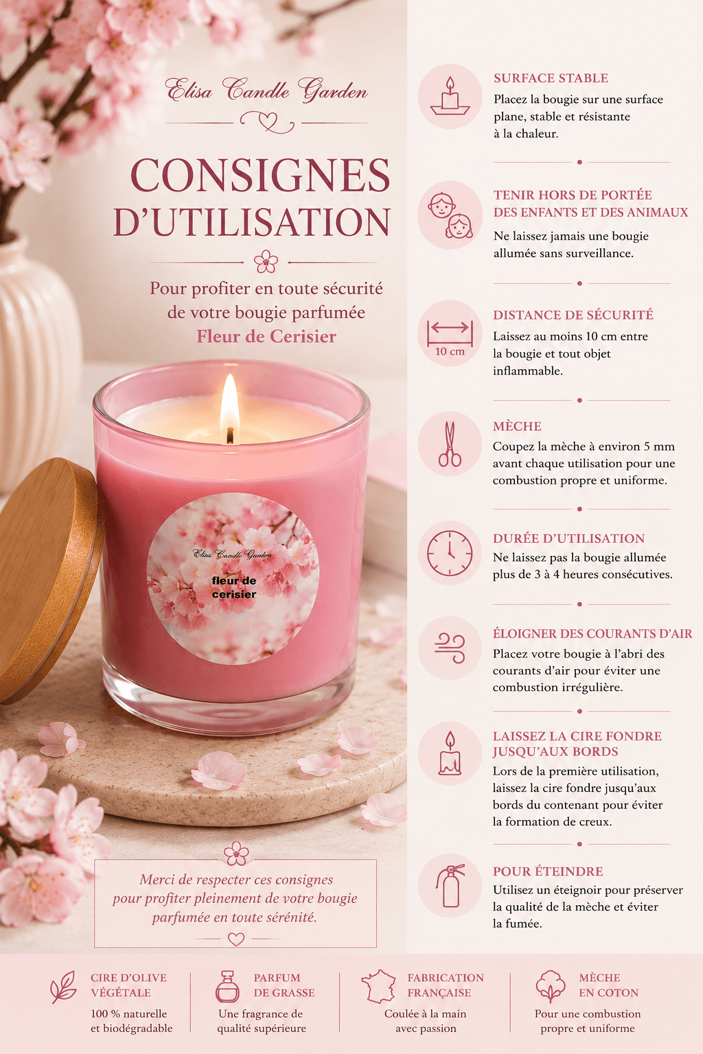 Bougie parfumée Fleur de Cerisier – Image 4