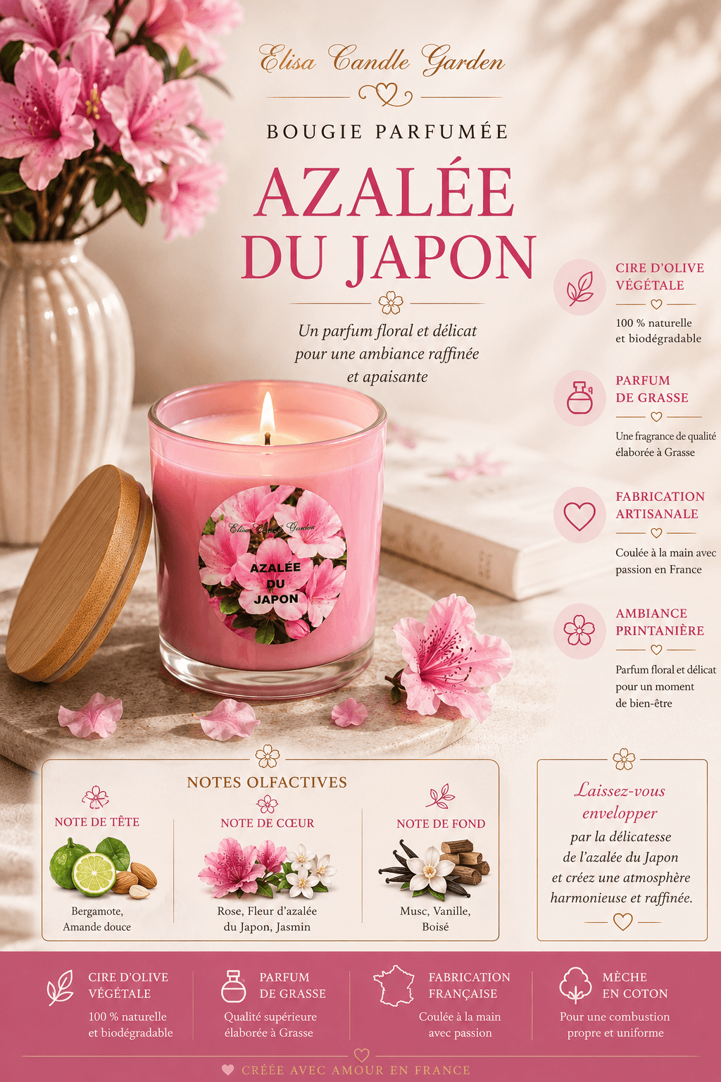 Bougie parfumée Azalée du Japon – Image 3