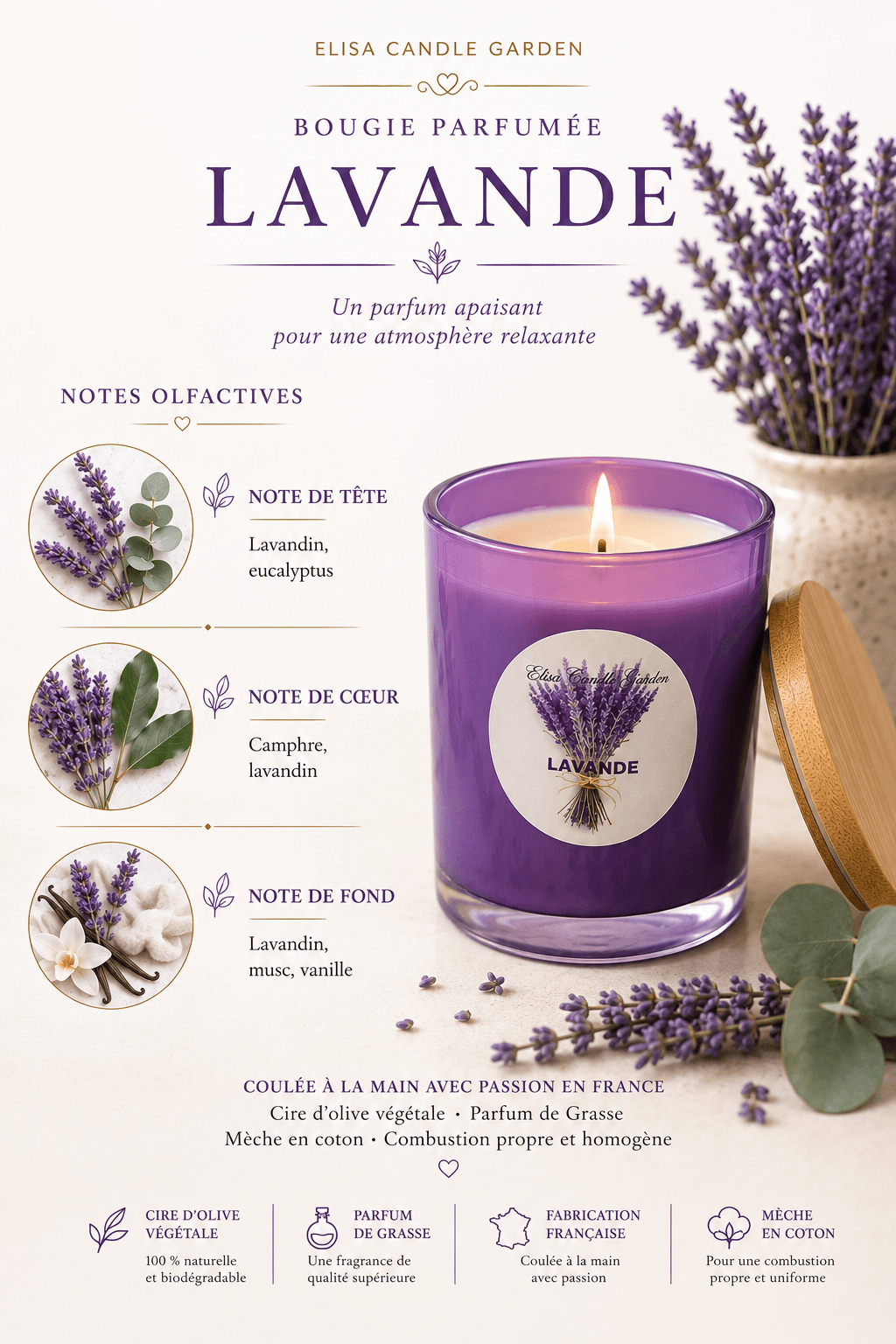 Bougie parfumée Lavande – Image 5