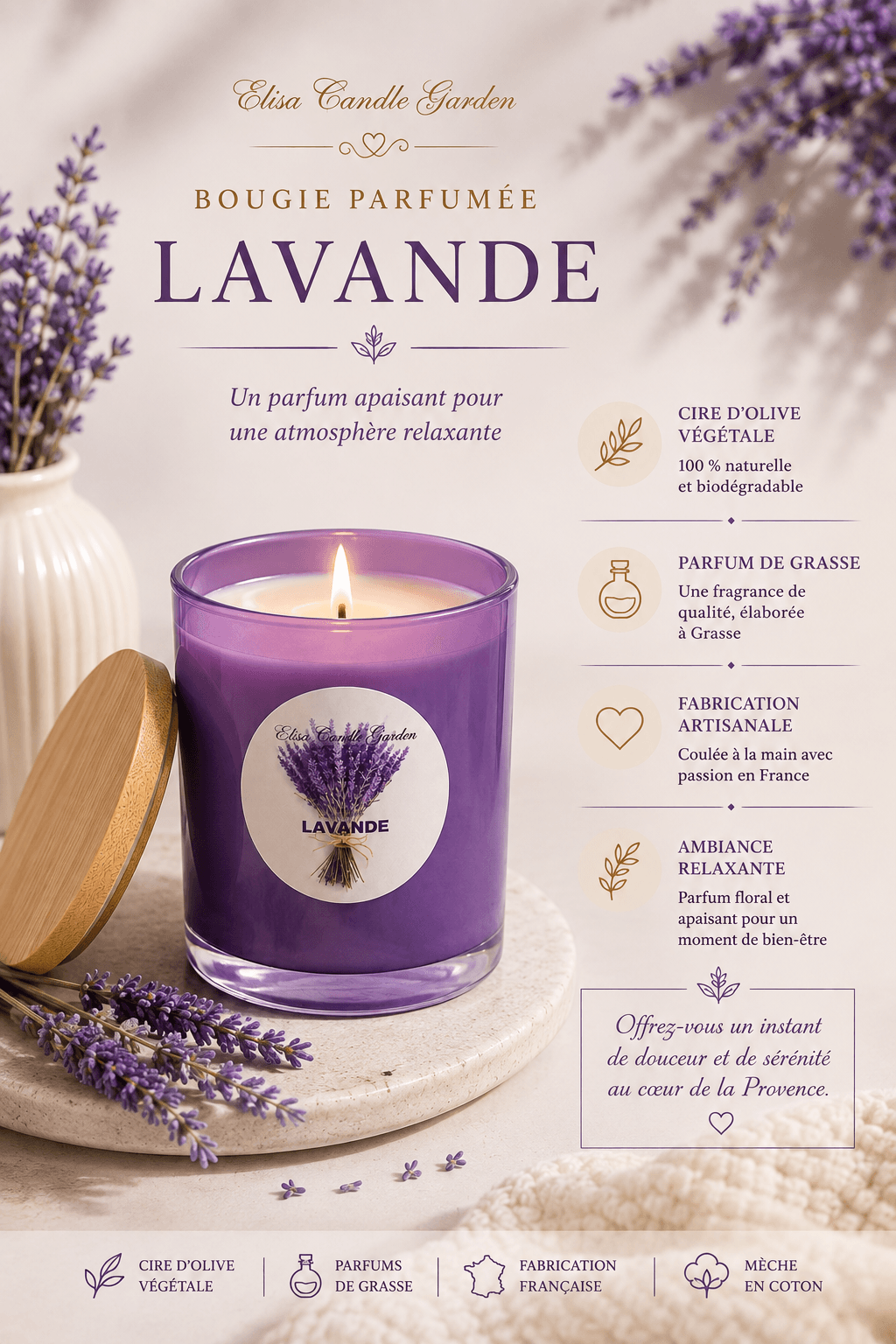 Bougie parfumée Lavande – Image 3