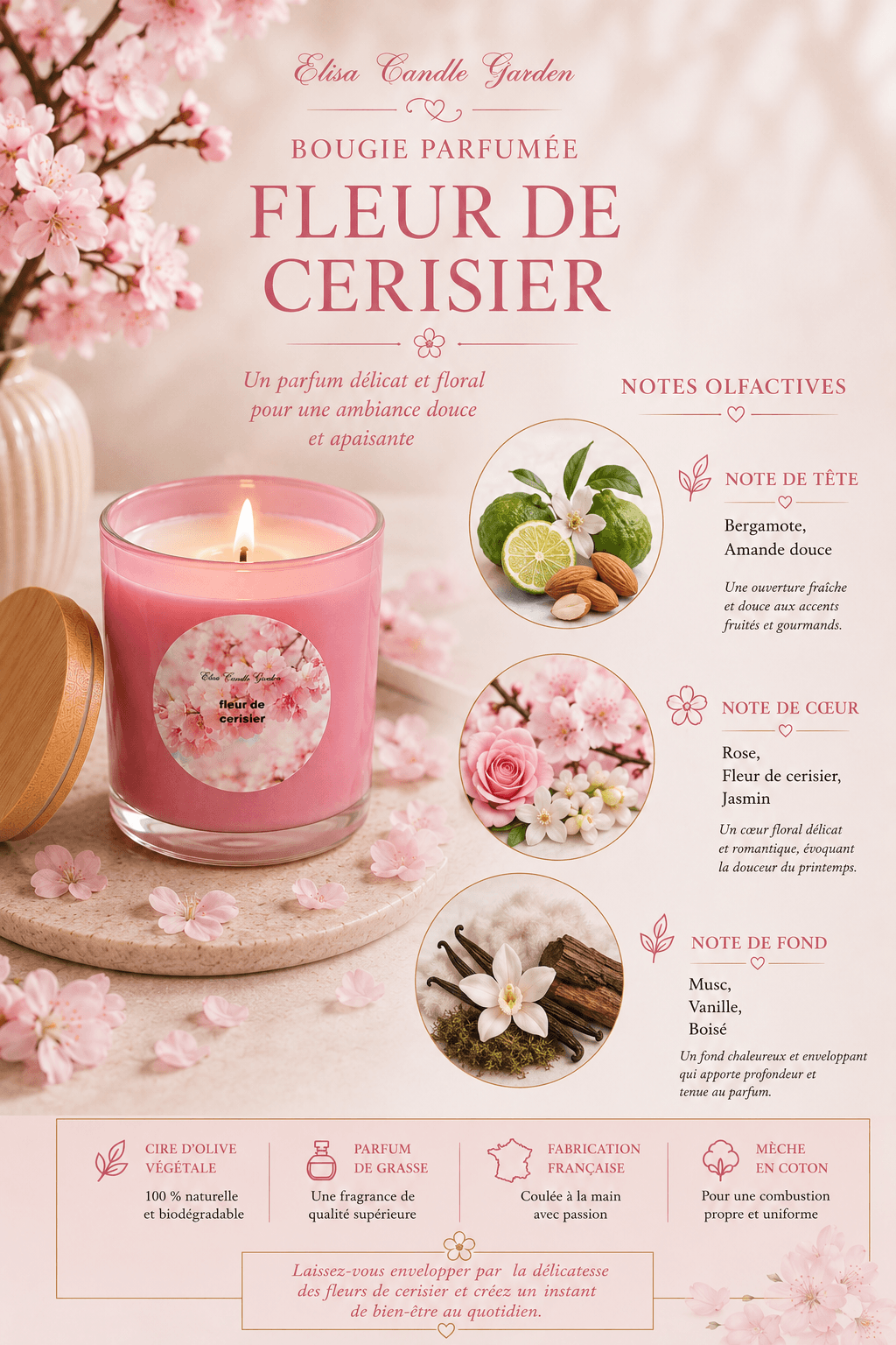 Bougie parfumée Fleur de Cerisier – Image 5